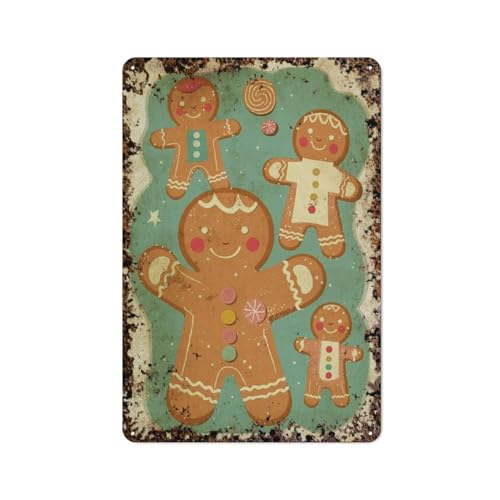 Lebkuchenmännchen-Weihnachtsplätzchen-Wandkunst, Frohe Weihnachten, interessante Wandkunstdekoration für Zuhause, Personalisierungsidee, Vintage-Metalldose, Schlafzimmerdekoration, stilvolles und ei von JIUFOTK