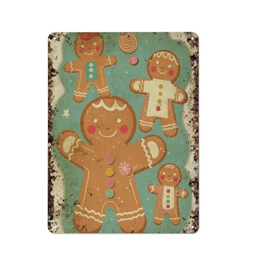Lebkuchenmännchen-Weihnachtsplätzchen-Wandkunst, Frohe Weihnachten, interessante Wandkunstdekoration für Zuhause, Personalisierungsidee, Vintage-Metalldose, Schlafzimmerdekoration, stilvolles und ei von JIUFOTK
