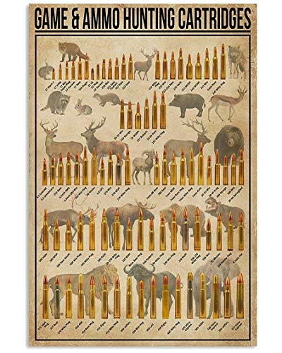 JIUFOTK ​Game Munition Jagd Patronen Metallschilder gedruckt Wissen Poster Bar Cafe Dekor Home Decor Vintage Wanddekoration 20,3 x 30,5 cm Club Plaketten von JIUFOTK