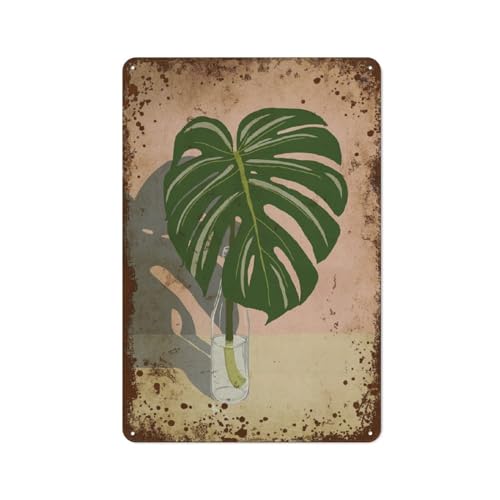 Monstera-Pflanzenliebhaber, Boho-Pflanzen-Wandkunst, lustige Pflanzen-Wandkunst-Dekoration für Zuhause, für Monstera-Liebhaber, Vintage-Metalldose, Denoter für Damen, Schlafzimmer, stilvolle Einrich von JIUFOTK