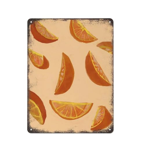 Orange Fruit Art Painting Home Decor Botanisches Aquarell Küchenwandkunst Obst Metall Blechschild Plakette Poster Vintage Kultur Wanddekoration Aluminium Garten Restaurant Wohnzimmer Schlafzimmer 8* von JIUFOTK