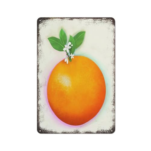 Orange Poster Obst Zitrus Wandkunst Kreative Neuheit Einzigartige Lustige Dose Wasserdichtes Metall Blechschild Plakette Poster Vintage Kultur Wanddekor Aluminium Garten Restaurant Wohnzimmer Schlaf von JIUFOTK