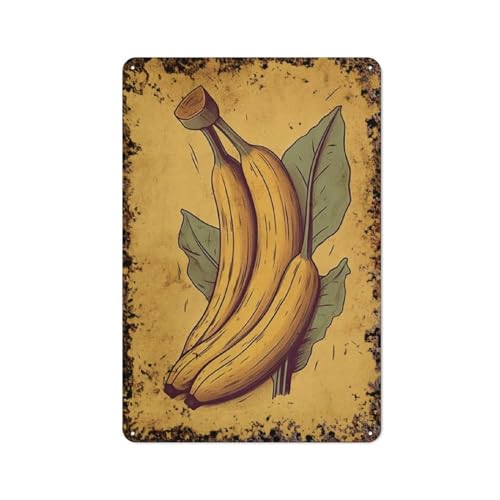 Retro-Bananen-Wandkunst, minimalistische Kunst, Obst-Wanddekor, interessante Wandkunst-Dekoration für Zuhause, Personalisierungsidee, Vintage-Metalldose, Schlafzimmer-Dekoration, stilvolles und einf von JIUFOTK