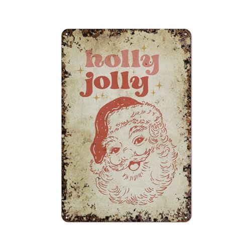 Retro-Weihnachtsmann, Holly Jolly Kids-Weihnachtswandkunst, interessante Wandkunstdekoration für Zuhause, Personalisierungsidee, Vintage-Metalldose, Schlafzimmerdekoration, stilvolles und einfaches von JIUFOTK