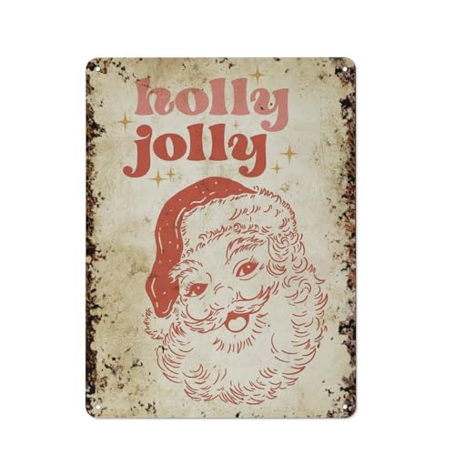 Retro-Weihnachtsmann, Holly Jolly Kids-Weihnachtswandkunst, interessante Wandkunstdekoration für Zuhause, Personalisierungsidee, Vintage-Metalldose, Schlafzimmerdekoration, stilvolles und einfaches von JIUFOTK