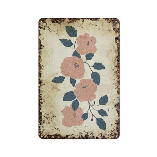 Rosa Blume, florale Wandkunst, Schlafzimmer-Wanddekor, interessante Wandkunst-Dekoration für Zuhause, Personalisierungsidee, Vintage-Metalldose, Schlafzimmer-Dekoration, stilvolles und einfaches Bür von JIUFOTK