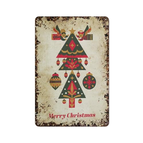 Skandinavischer Weihnachtsbaum, nordische „Frohe Weihnachten und ein glückliches neues Jahr, interessante Wandkunstdekoration für Zuhause, Personalisierungsidee, Vintage-Metalldose, Schlafzimmerdeko von JIUFOTK