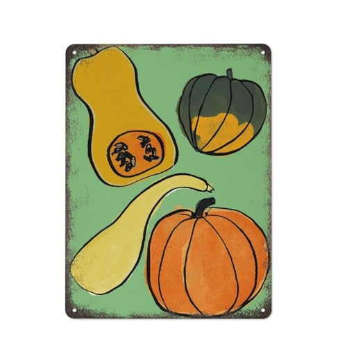 Squash Küchendekor Wandkunst, Lebensmittel-Heimdekor, Obst-Poster, Metall-Blechschild, Plakette, Poster, Vintage-Kultur, Wanddekor, Aluminium, Garten, Restaurant, Wohnzimmer, Schlafzimmer, 40,6 x 30 von JIUFOTK