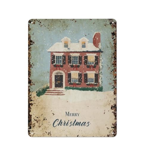 Weihnachten Das Haus unter dem Schnee, eine fröhliche Weihnachtsdeko für Zuhause, interessante Wandkunstdekoration für Zuhause, Personalisierungsidee, Vintage-Metalldose, Schlafzimmerdekoration, sti von JIUFOTK