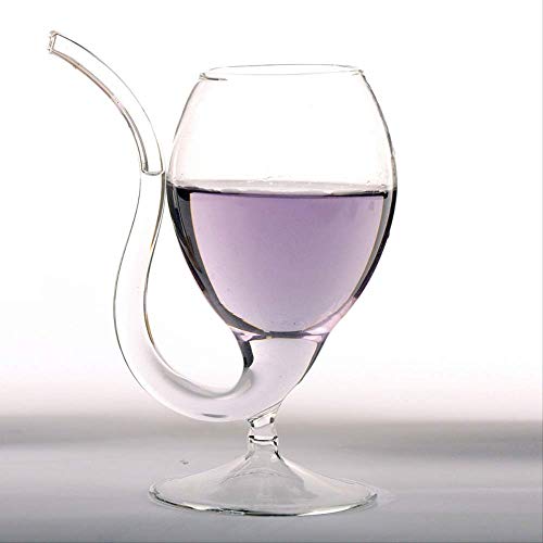 Brandy Pipe Trinkglas mit Trinkhalm, Trinkanschluss von unten, 2 Stück, Weiß von JIUJ