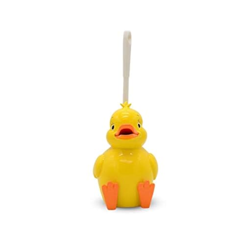 JIUJ Kompakte Toilettenbürste mit Halter, Cartoon-Ente Design, Gelb, Kunstharz-Bürste und -Stange, Set für WC und Badezimmer von JIUJ