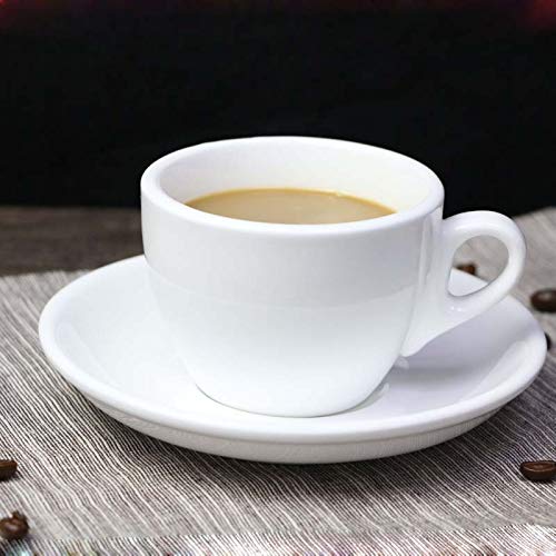 JIUJ Tassen Tassen mit Unterteller Basic für Tee Kaffee Cappuccino für 1 Personen Keramische Tasse und Untertasse Continental Tee-Set einfach weiß 150ml 150ml. Weiß von JIUJ