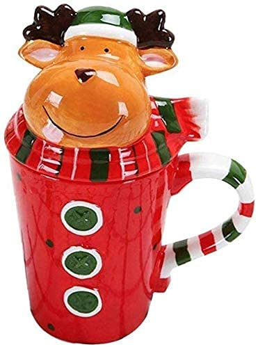 Weihnachtliche Keramiktasse 3D Elch-Form Cartoon Weihnachtstassen Kaffee Tee Tasse Kreative Tier Kunst Tasse von JIUJ