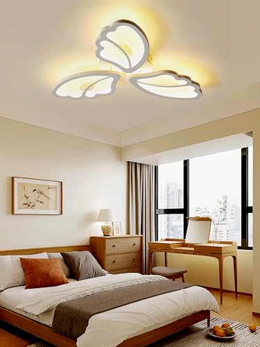 JIUJIUCC LED-Deckenleuchte Moderne Deckenleuchte Dimmbare Deckenbeleuchtung Mit Fernbedienung Farbwechselnde Acrylbeleuchtung Für Wohnzimmer Schlafzimmer Büro (3 Köpfe) von JIUJIUCC