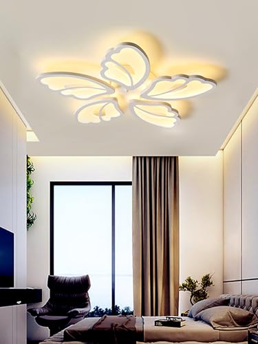 JIUJIUCC LED-Deckenleuchte Moderne Deckenleuchte Dimmbare Deckenbeleuchtung Mit Fernbedienung Farbwechselnde Acrylbeleuchtung Für Wohnzimmer Schlafzimmer Büro (5 Köpfe) von JIUJIUCC