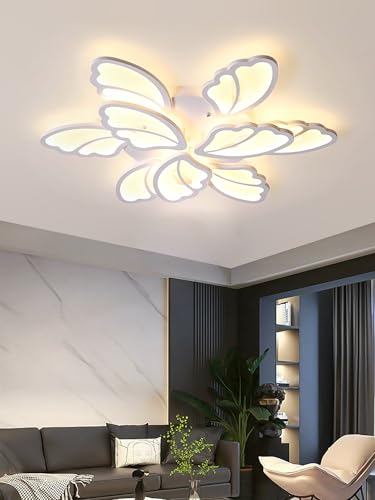 JIUJIUCC LED-Deckenleuchte Moderne Deckenleuchte Dimmbare Deckenbeleuchtung Mit Fernbedienung Farbwechselnde Acrylbeleuchtung Für Wohnzimmer Schlafzimmer Büro (9 Köpfe) von JIUJIUCC