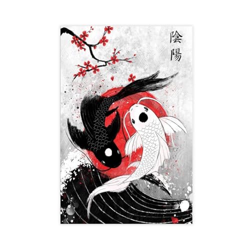 JIUJIUJIU Japanese Poster Fox God Sushi Cat Wall Art Mural Samurai Geisha Canvas Painting Artwork For Living Room Decoration 50 * 75cm Frameless von JIUJIUJIU