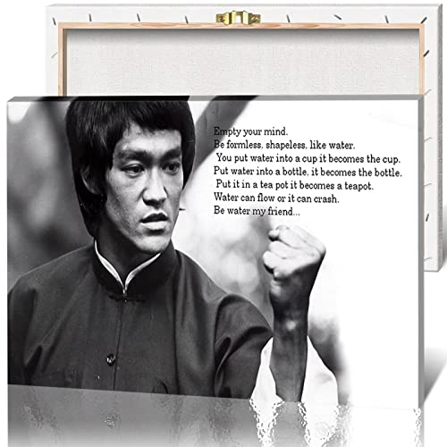 Kung Fu Star Bruce Lee Poster Wandbild Kunstwerk Leinwand Drucke Schwarz und Weiß Bild Wand Kunst Malerei für zu Hause Zimmer Dekoration, 42 * 60cm, gerahmt von JIUJIUJIU