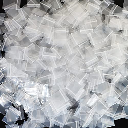 500 Stück 2,5 x 2,5 cm transparente kleine Plastiktüten, dicke, robuste Polybeutel mit wiederverschließbarem Reißverschluss oben für kleine Teile, Aufbewahrung, Display, Verpackung – 4 mm für eine von JIUMEI