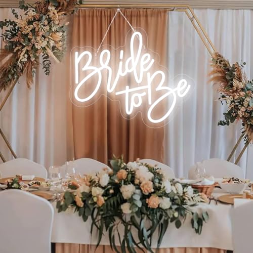 Neonschilder mit Aufschrift "Bride to be", dimmbar, 36,8 x 30 cm, weißes LED-Wort "Bride to be", Neonlichter mit USB-Stromversorgung für Party, Brautparty, Junggesellinnenabschied, Verlobung von JIURUIFFC