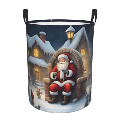 Aufbewahrungskorb mit Weihnachtsmann-Motiv, rund, mit leicht zu tragenden Griffen, perfekt für Weihnachten, passt in jeden Raum Aufbewahrungskorb mit Weihnachtsmann-Motiv, rund, mit leicht zu tragenden Griffen, perfekt für Weihnachten, passt in jeden Raum von JIUTY