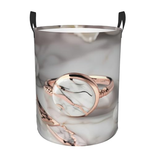 Aufbewahrungskorb mit weißem Marmor-Roségold-Muster, rund, leicht zu tragende Griffe, perfekt für Weihnachten, passt in jeden Raum Aufbewahrungskorb mit weißem Marmor-Roségold-Muster, rund, leicht zu tragende Griffe, perfekt für Weihnachten, passt in jeden Raum von JIUTY