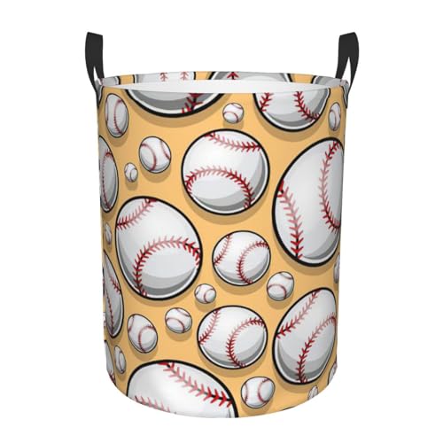 Baseball-Muster Softball Ball Sport Design Druck Runder Aufbewahrungskorb – leicht zu tragende Griffe, perfekt für Weihnachten, passt in jeden Raum Baseball-Muster Softball Ball Sport Design Druck Runder Aufbewahrungskorb – leicht zu tragende Griffe, perfekt für Weihnachten, passt in jeden Raum von JIUTY