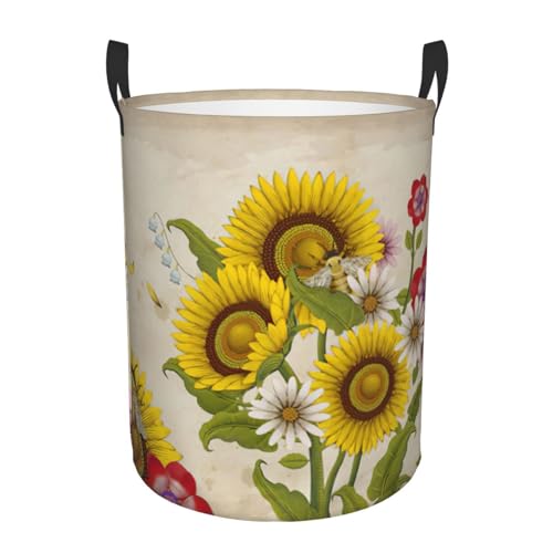 Bees Sunflowers Daisy Rose Flowers Printing Circular Storage Hamper - Easy Carry Handles, Perfect For Christmas, Fits In Any Room Bees Sunflowers Daisy Rose Flowers Printing Circular Storage Hamper - Easy Carry Handles, Perfect For Christmas, Fits In Any Room von JIUTY