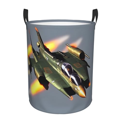 Jet Fighters Printing Circular Storage Hamper - Easy Carry Handles, Perfect For Christmas, Fits In Any Room von JIUTY