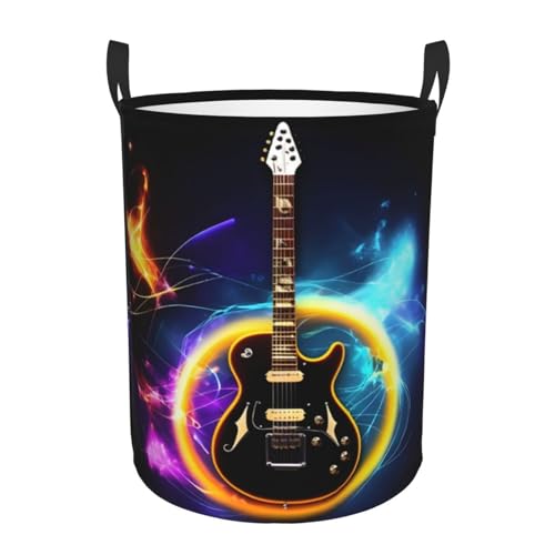 Magic Electric Guitar Music Printing Circular Storage Hamper - Easy Carry Handles, Perfect For Christmas, Fits In Any Room von JIUTY