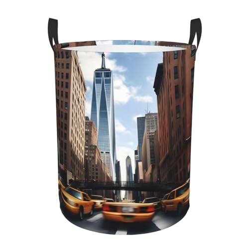 New York Printing Round Storage Hamper - Easy Carry Handles, Perfect For Christmas, Fits In Any Room von JIUTY
