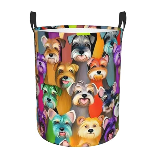 Oil Cute Schnauzer Hunde Printing Circular Storage Hamper - Leicht zu tragende Griffe, perfekt für Weihnachten, passt in jeden Raum Oil Cute Schnauzer Hunde Printing Circular Storage Hamper - Leicht zu tragende Griffe, perfekt für Weihnachten, passt in jeden Raum von JIUTY