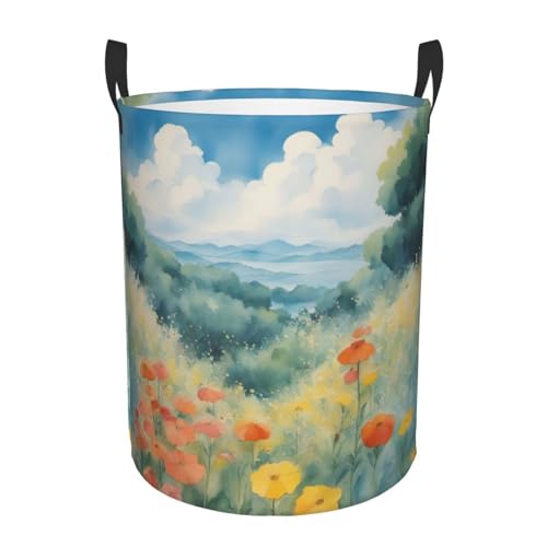 Runder Aufbewahrungskorb mit Aquarellfarben von Kräutern und Blumen – leicht zu tragende Griffe, perfekt für Weihnachten, passt in jeden Raum Runder Aufbewahrungskorb mit Aquarellfarben von Kräutern und Blumen – leicht zu tragende Griffe, perfekt für Weihnachten, passt in jeden Raum von JIUTY