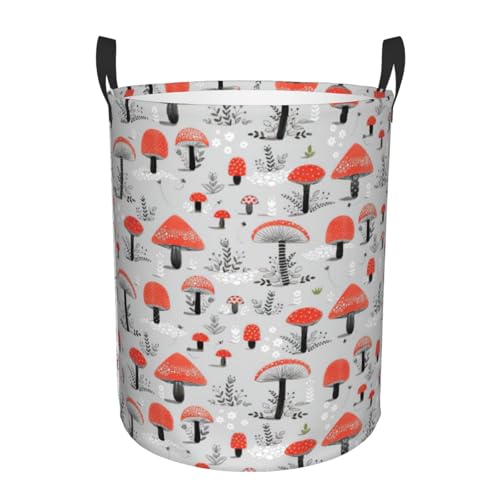 Runder Aufbewahrungskorb mit Cartoon-Pilz-Druck, leicht zu tragende Griffe, perfekt für Weihnachten, passt in jeden Raum Runder Aufbewahrungskorb mit Cartoon-Pilz-Druck, leicht zu tragende Griffe, perfekt für Weihnachten, passt in jeden Raum von JIUTY