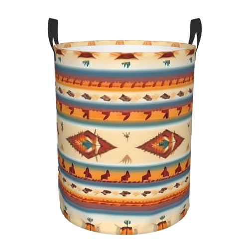 Runder Aufbewahrungskorb mit Indianer-Druck, leicht zu tragende Griffe, perfekt für Weihnachten, passt in jeden Raum Runder Aufbewahrungskorb mit Indianer-Druck, leicht zu tragende Griffe, perfekt für Weihnachten, passt in jeden Raum von JIUTY