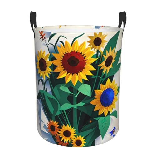Runder Aufbewahrungskorb mit Sonnenblumen-Motiv – leicht zu tragende Griffe, perfekt für Weihnachten, passt in jeden Raum Runder Aufbewahrungskorb mit Sonnenblumen-Motiv – leicht zu tragende Griffe, perfekt für Weihnachten, passt in jeden Raum von JIUTY