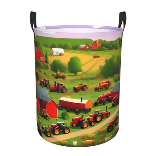 Runder Aufbewahrungskorb mit Traktor-Farm-Druck, leicht zu tragende Griffe, perfekt für Weihnachten, passt in jeden Raum Runder Aufbewahrungskorb mit Traktor-Farm-Druck, leicht zu tragende Griffe, perfekt für Weihnachten, passt in jeden Raum von JIUTY