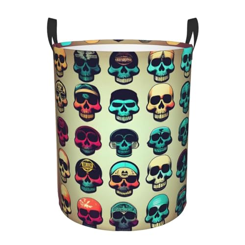 Viele coole Retro-Aufbewahrungskörbe mit Totenkopf-Grafikdruck, rund, leicht zu tragende Griffe, perfekt für Weihnachten, passt in jeden Raum Viele coole Retro-Aufbewahrungskörbe mit Totenkopf-Grafikdruck, rund, leicht zu tragende Griffe, perfekt für Weihnachten, passt in jeden Raum von JIUTY