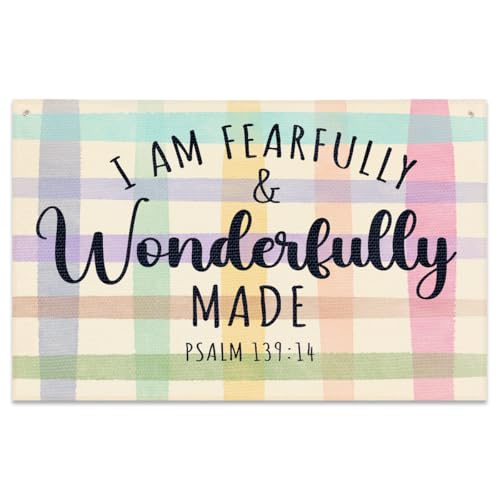 Fearfully and Wonderfully Made Bible Verses Wall Decor Kids Room Decor Canvas Banner, Canvas Decoration for Classroom, Nursery, Kids Room for Boys and Girls von JIUWEIHU