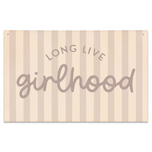 Long Live Girlhood Banner, Spielzimmer-Banner, Leinwand-Wandbehang, Flagge, Dekor für Kinderzimmer, Spielzimmer, Kleinkindzimmer, Mädchen, Kinderzimmer, Dekoration, Rosa von JIUWEIHU