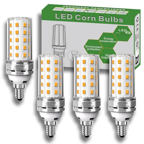JIUYUAN E14 LED Mais Glühbirne 7W 3000K Warmweiss Licht energiesparende Lampen mit langer Nutzlebensdauer entspricht 80W Glühbirne, 1050LM LED Maiskolben E14, nicht Dimmbar, 4er Pack von JIUYUAN