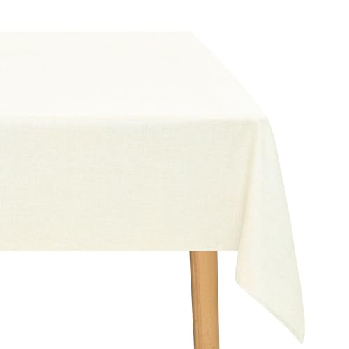 JIUZHEN Champagner Tischdecke Abwaschbar Tischdecken Leinenoptik für Esszimmer, Garten, Outdoor,Hochzeiten Wasserabweisend Tischtuch Eckig 135X180 cm von JIUZHEN