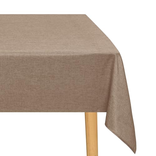 JIUZHEN Khaki Tischdecke Abwaschbar Tischdecken Leinenoptik für Esszimmer, Garten, Outdoor,Hochzeiten Wasserabweisend Tischtuch Eckig 135x135 cm von JIUZHEN