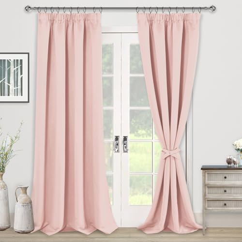 JIUZHEN Verdunklungsvorhänge Gardinen kräuselband Vorhang Blickdicht Gardinen Wohnzimmer Vorhänge Schlafzimmer Thermovorhang Pink, H260 x B140 cm,2er Set von JIUZHEN