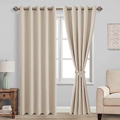 JIUZHEN Blickdicht Vorhänge Gardinen Ösenvorhang für Schlafzimmer Wohnzimmer,Beige Verdunkelungsvorhang,2 Stück,228x167cm(HxB) von JIUZHEN