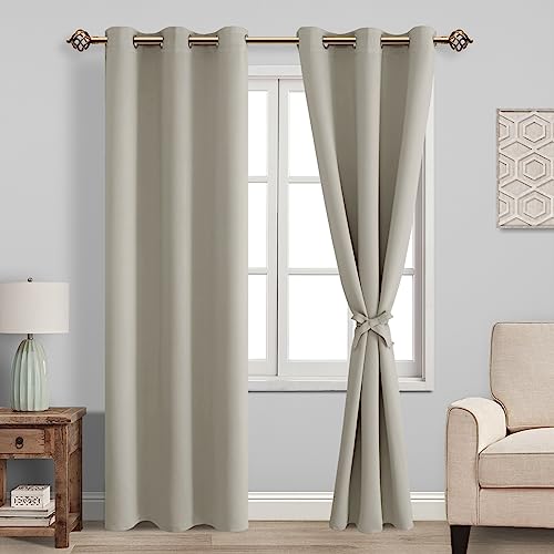 JIUZHEN Blickdicht Vorhänge Gardinen Ösenvorhang für Schlafzimmer Wohnzimmer,Taupe Verdunkelungsvorhang,2 Stück,183x117cm(HxB) von JIUZHEN