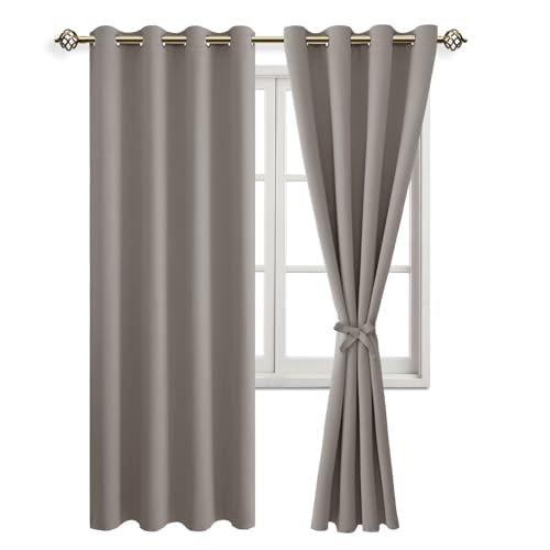 JIUZHEN Vorhang Blickdicht mit Raffhalter Thermogardine Verdunklungsvorhänge Thermo Gardinen Wohnzimmer Hitzeschutz, Taupe, 2 Stück, 260x140cm(HxB) von JIUZHEN