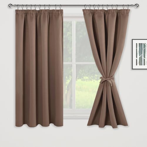 JIUZHEN Vorhang Blickdicht Gardinen mit kräuselband Verdunklungsvorhänge Gardinen Wohnzimmer Vorhänge Schlafzimmer Thermovorhang Khaki, H145 x B140 cm,2er Set von JIUZHEN