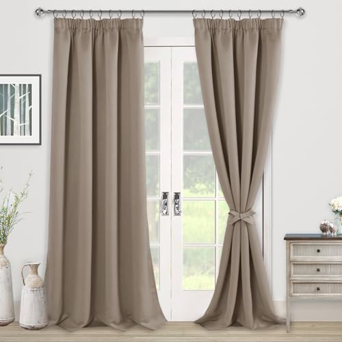 JIUZHEN Raum Verdunkelung Kräuselband Fenster Vorhang für Wohnzimmer Energieeinsparung Fenster Vorhang für Schlafzimmer,Taupe,140x260cm,Set von 2 Panels von JIUZHEN