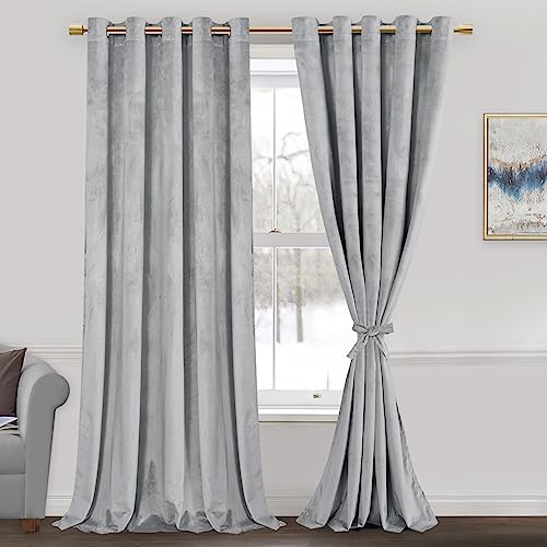 JIUZHEN Samtvorhänge für Wohnzimmer, thermisch verdunkelnde Raumverdunkelung, Ösen, weiche Retro-Fenstervorhänge für Schlafzimmer/Schiebetür, Set mit 2 Paneelen mit Raffhaltern, 70 B x 84 L, JIUZHEN Samtvorhänge für Wohnzimmer, thermisch verdunkelnde Raumverdunkelung, Ösen, weiche Retro-Fenstervorhänge für Schlafzimmer/Schiebetür, Set mit 2 Paneelen mit Raffhaltern, 70 B x 84 L, von JIUZHEN